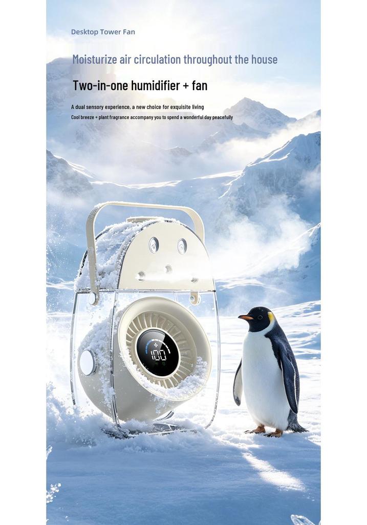 Compact Desktop Cooling Fan: Humidifying Mist Spray, Add Ice for Extra Coolness