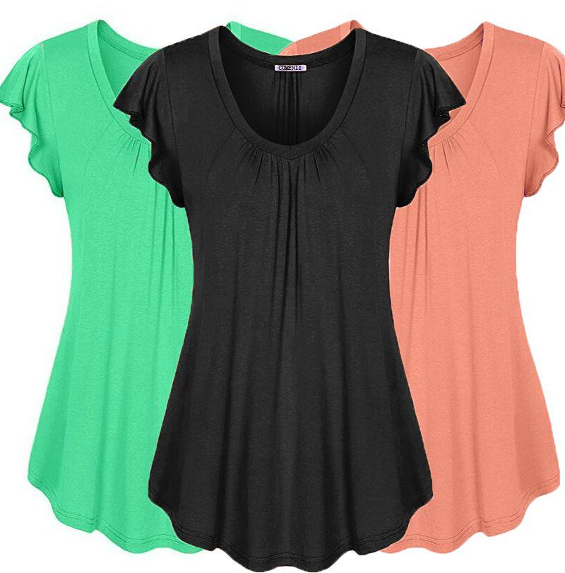 Plus Size Women's Summer Short Sleeve Blouse T Shirt Tops Casual Loose Tunic Tee For Effortless Style And Comfort