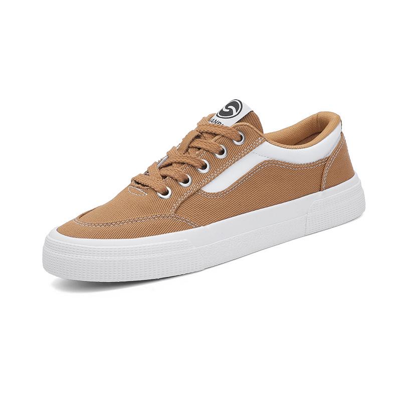 2026 Spring Men's Patchwork Cloth Shoes: Trendy, Breathable, Low-Top, Flat Bottom Lace-Up Board Shoes