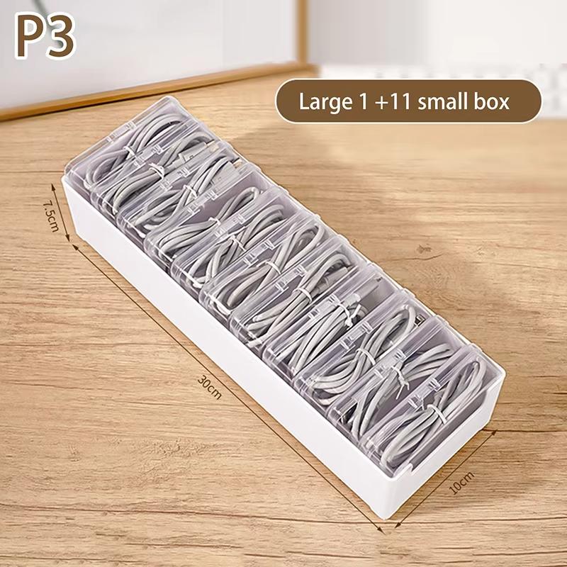 1pc Data Cable Storage Box Household Mobile Phone Charger Dust-proof Storage Box Desktop Cable Manager Desktop Organizer