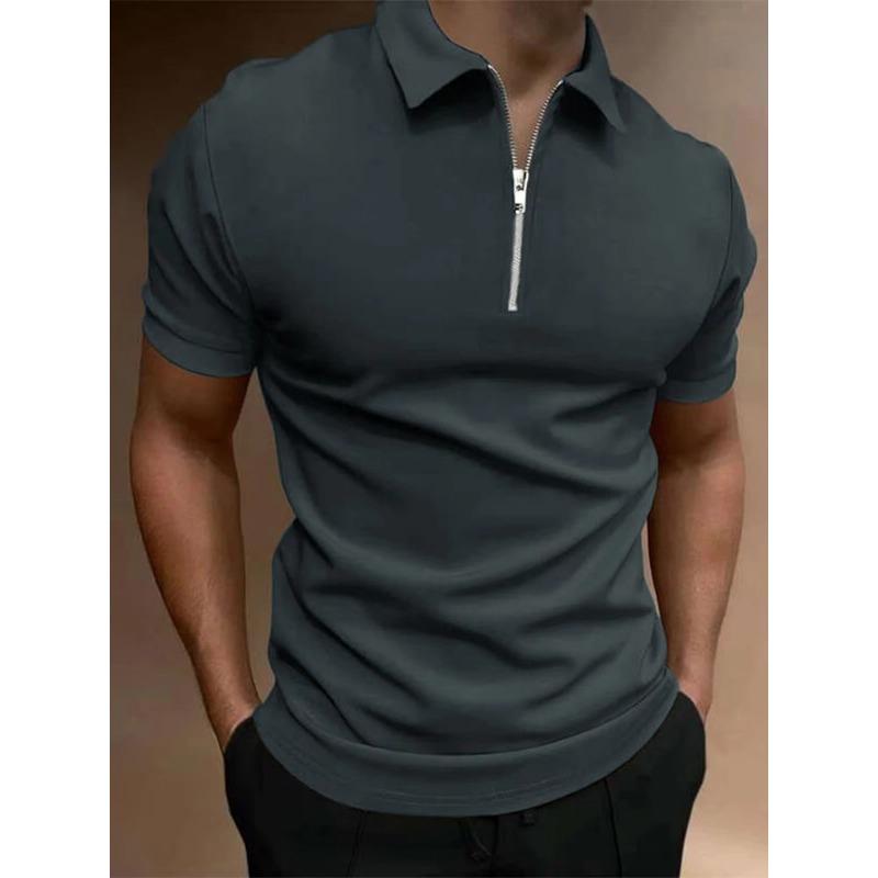 Erkek Polo Tişört Düz Renk Kısa Kollu Yakalı Tişört Günlük Fitted Üst Erkek Giyim