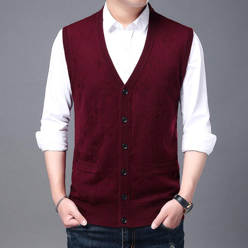 Men S Winter Sleeveless V Neck Knit Cardigan Vest