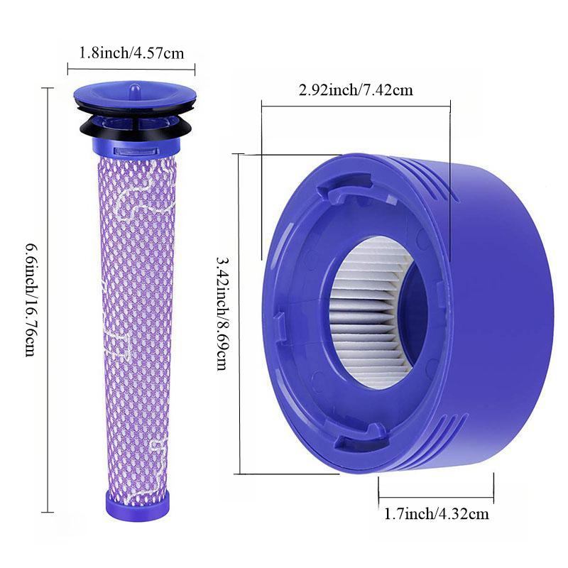 2er-Pack Vorfilter und 2er-Pack HEPA-Nachfilter-Ersatz, kompatibel mit Dyson V8 V7 Akku-Staubsaugern