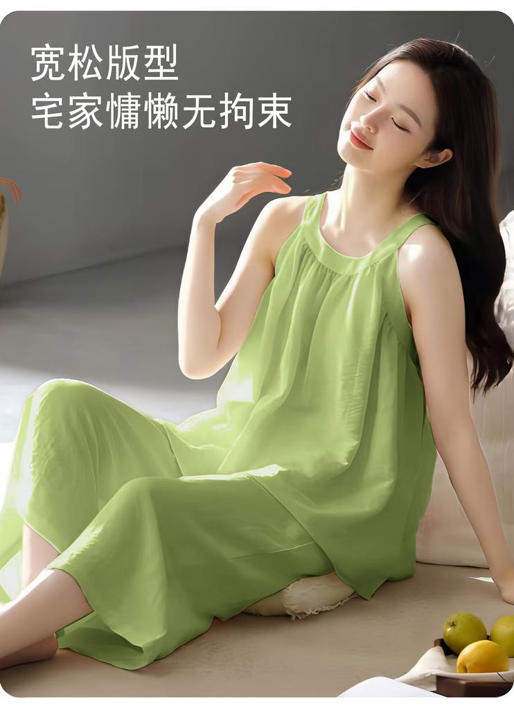 Pajamas Women's Summer with Chest Pads, Sling Vest, Cropped Pants, Thin Casual and Simple Can Be Worn Outside, Loungewear Set
