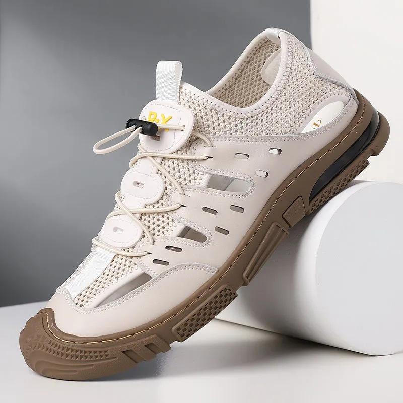 

Сандалии мужские дышащие летние туфли мужские уличные мужские сандалии противоскользящие пляжные сандалии полые туфли предотвращение столкновений 44 белый