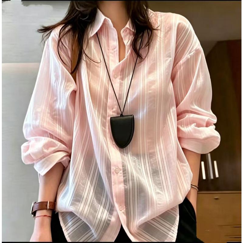 Women's 2026 Summer Cotton Blend Long Sleeve Button-Up Shirt