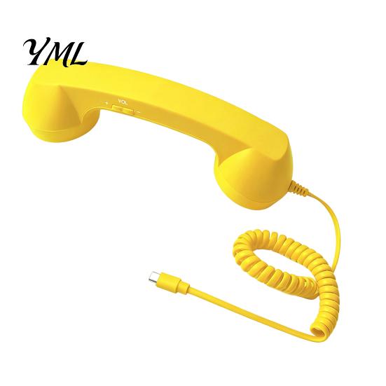 Nostalgic Desktop Decoration Prop Retro Phone Handset for Mobile Phones, Type-C Vintage Wired Handheld Comfortable Grip Telephone Handle Cell Receiver