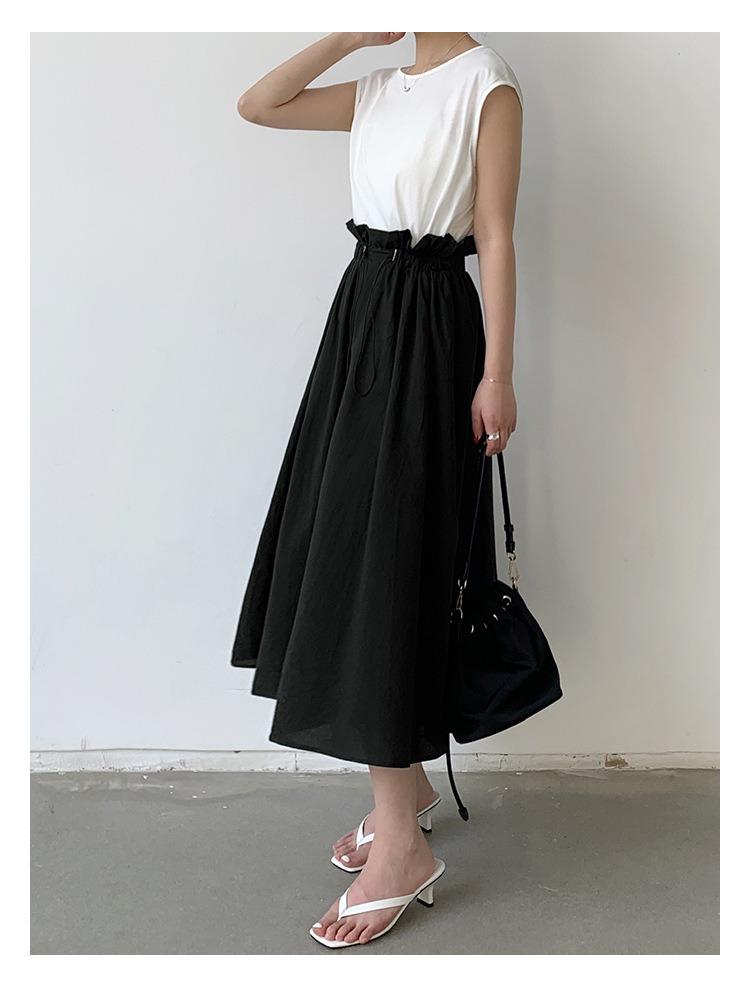 Women Summer High Waist Loose Patchwork Bud Dress Japanese Style Flowy Comfortable Dress Lightweight High Recognition Elegant Flattering Chic Dress