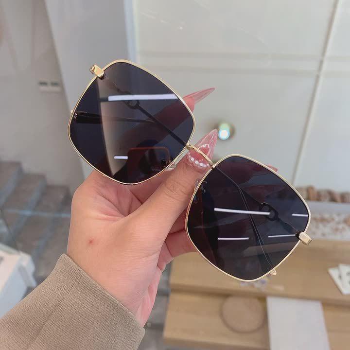 Trendy High-End Women's Square Metal Sunglasses - Internet Celebrity Style