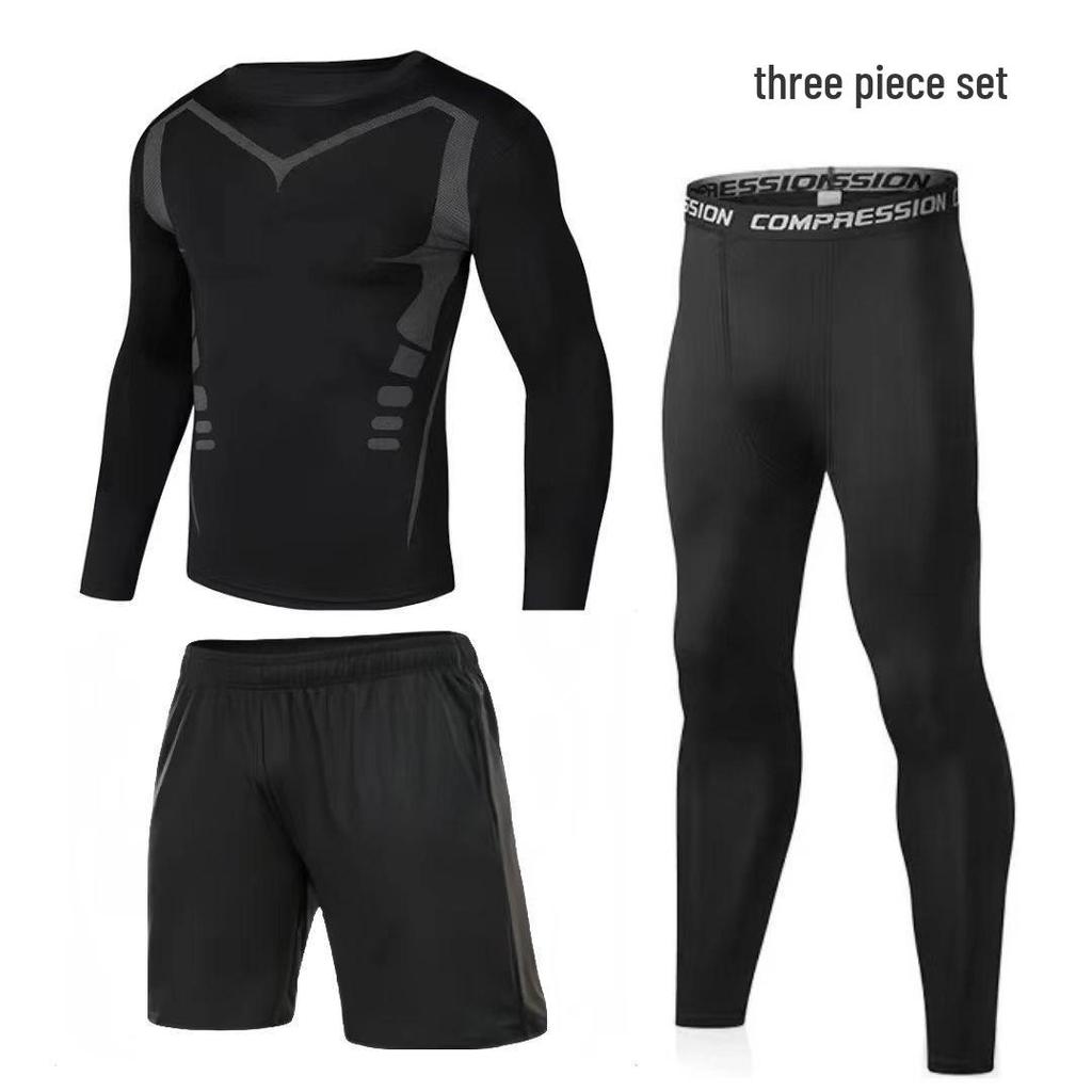 Men's 5-Piece Outdoor Running Set: High Elastic, Breathable, Quick-Drying Fitness Sportswear