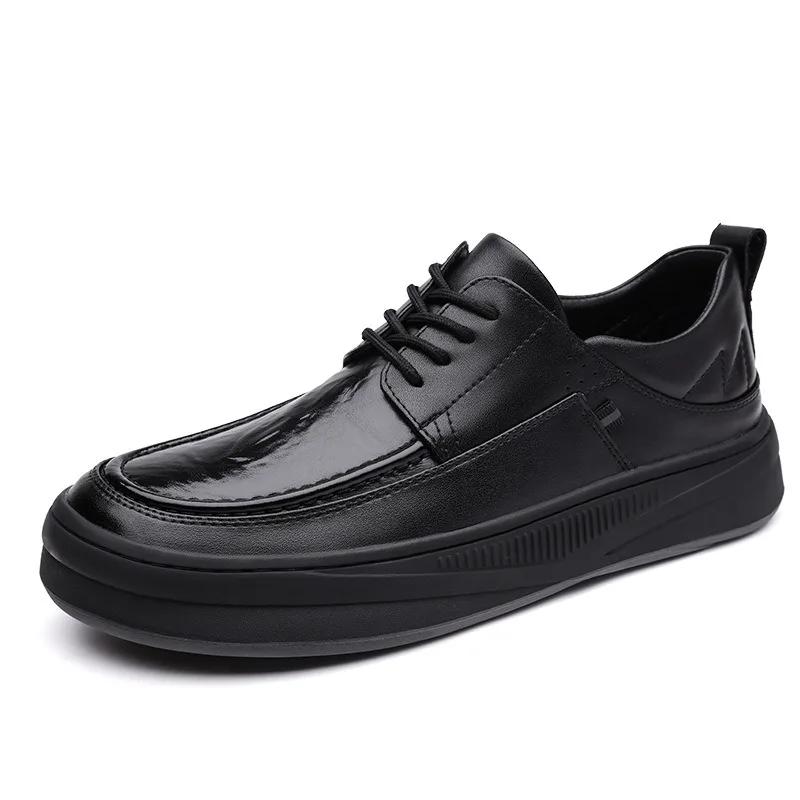 Fashion British Platform Lace Men Loafers Spring Autumn High Top Men Dress Shoes Designer Fashion Casual Black Leather Shoes Male