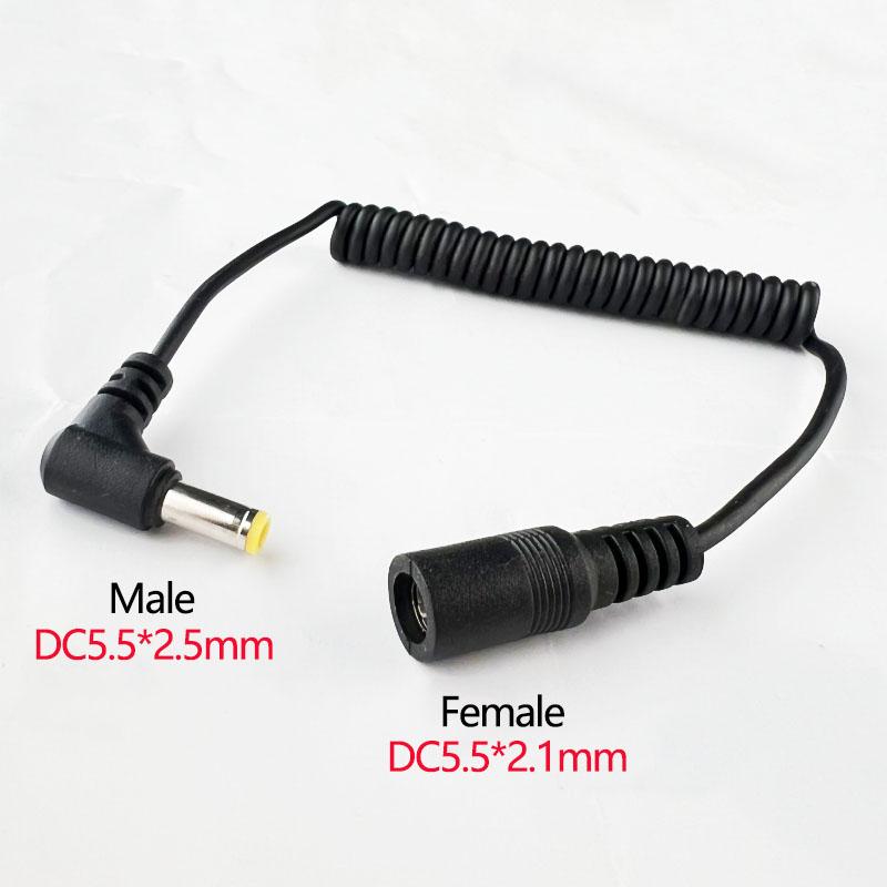 1PC DC Male  Femalespring Cable Connector5.5 X 2.5 Mm 5.5mm X 2.1mm Straight Plug Power Charger150cm 70cmextension Cord