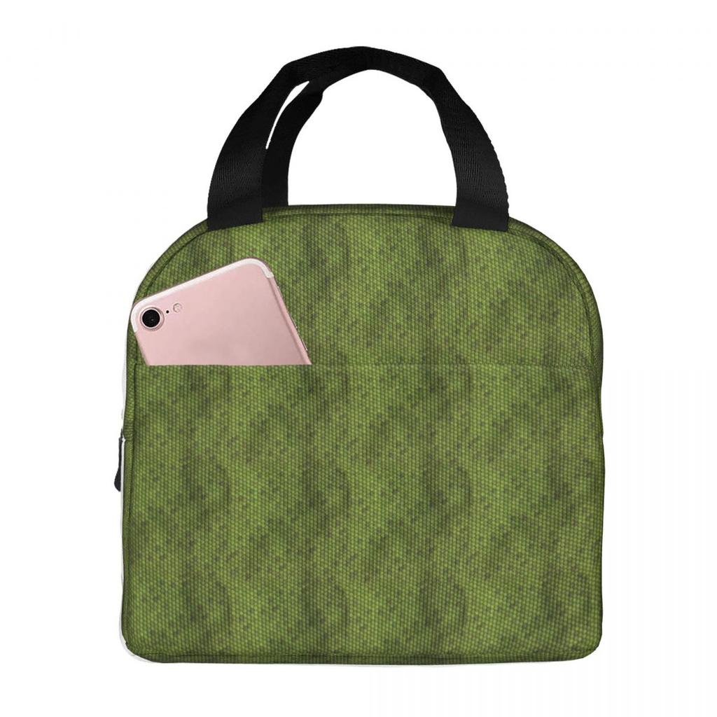 Green Lizard Skin Pattern Design Insulated Lunch Bag for Kids School Cooler Thermal Food Box Tote Portable Lunch Boxes Container