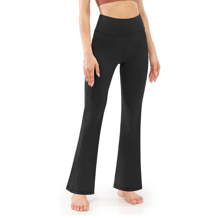 High-Waist Hip-Lifting Flared Yoga Pants with Pockets