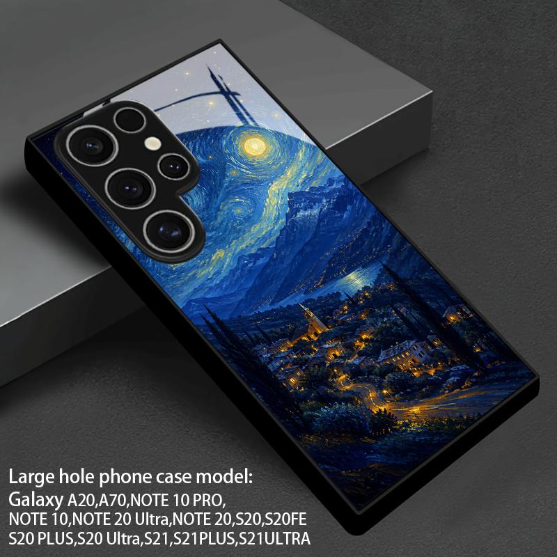 2D Night Mountain Scene Phone Case for Samsung S26 S25 S24 S23 S22 S21 S20 A56 A36 A16 - Glass Protective Cover