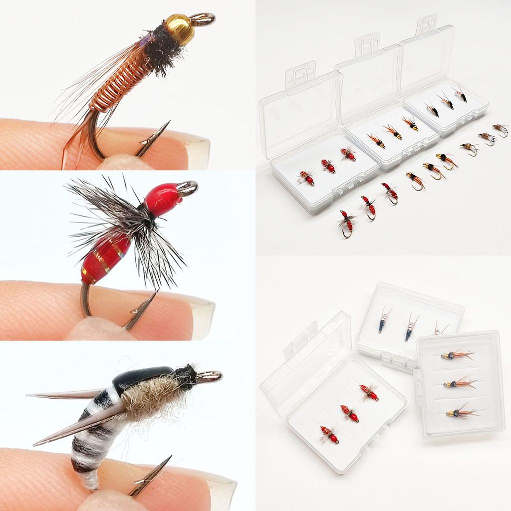 Fly Fishing Bait-3Box Bundle(Total 9Pcs Flies)Fly Fishing Artificial Wet Flies Nymphs Bait for Trout Artificial Fishing Lures