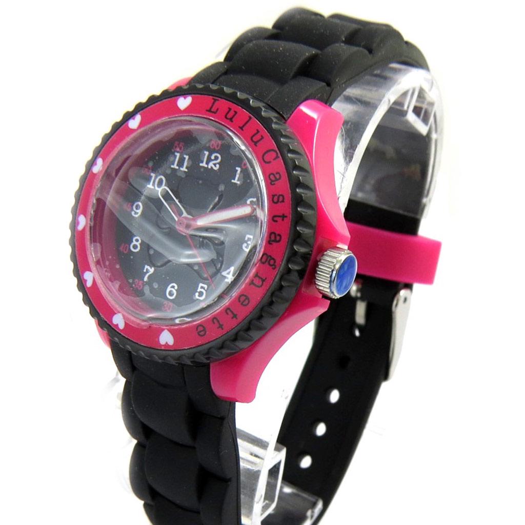 LULU CASTAGNETTE [M1224] - Black Pink 'Lulu Castagnette' Silicone Watch