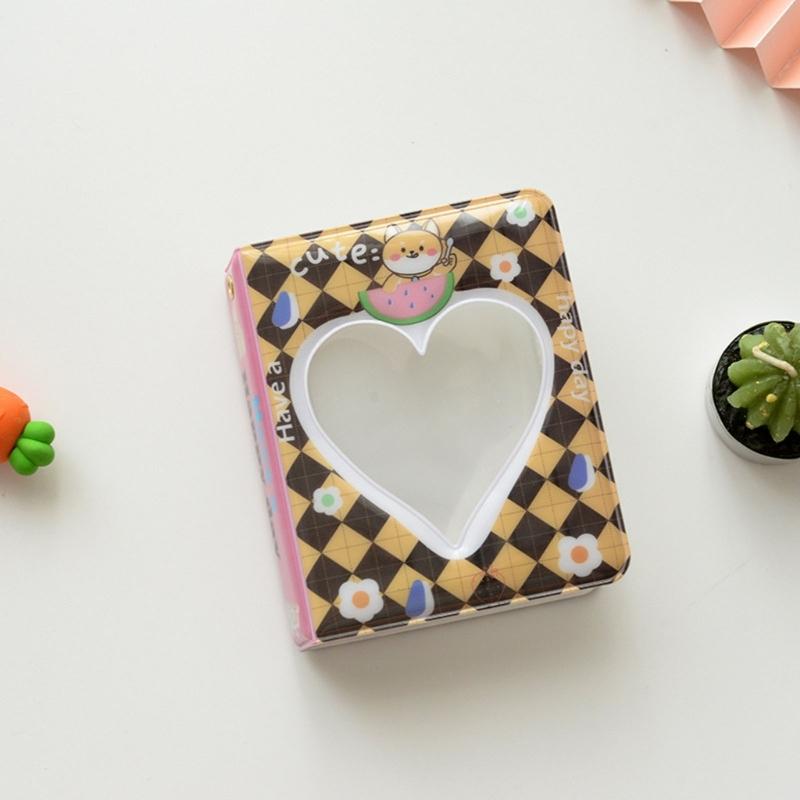 Mini Photo Album 3 inch 36 Sheets Hollow Heart Mini Card Organizer Bag for Children Girls Boys Holiday Birthday Gift