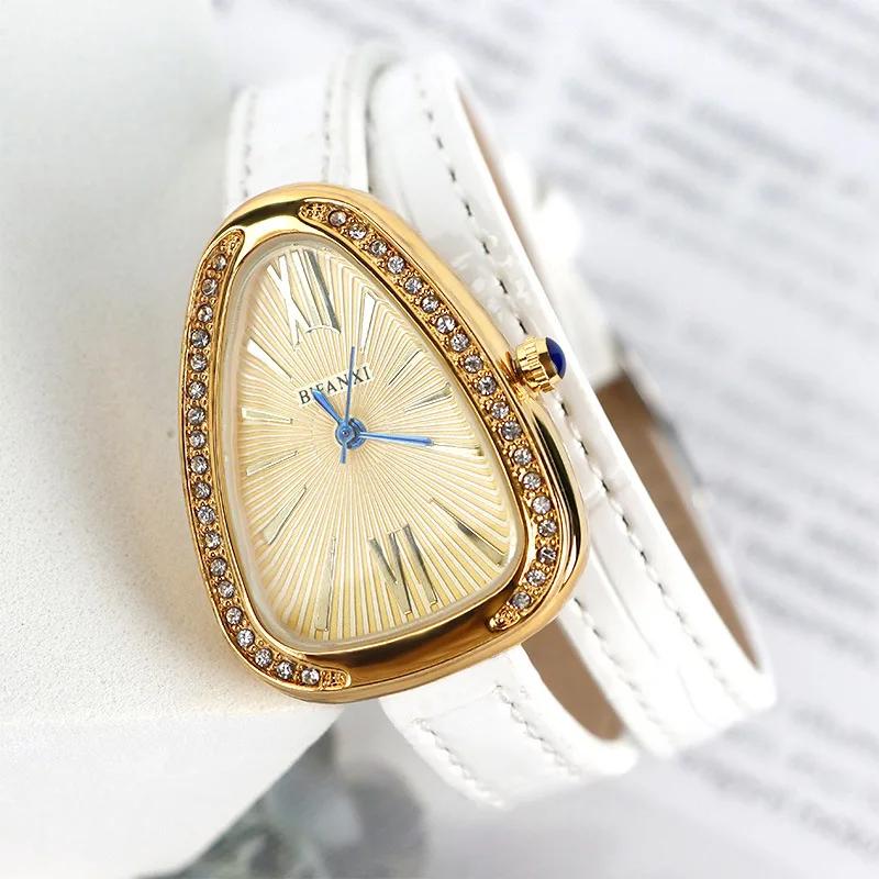 AAA Unique Top Brand Snake Quartz Watches Women Fashion Shape Simple Ladies Women's Watch leather Strap Waterproof Wristwatches