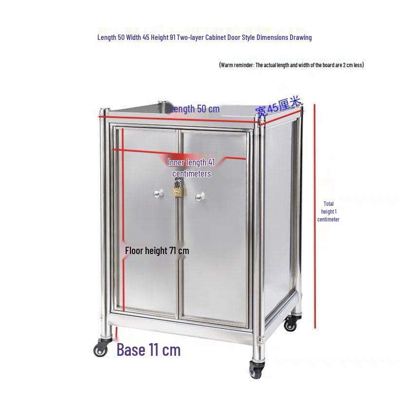 

Movable Two-Tier Stainless Steel Stove Rack with Guardrail, Windproof Gas Tank Storage, and Cabinet Door