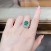 Emerald Pagoda Cut 925 Sterling Silver Ring with Green Diamond Ice Flower Gem