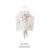 Kaslead New Women Clothes Western Style All-Match Neck Collar Flower Embroidery Top 1023207