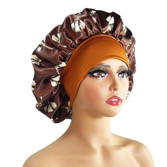 Hair Cap Silk Satin Bonnet Extra Large Sleeping Satin Bonnet Comfortable Flower Print Elastic Band High Density Women Braids Curly Night Hat