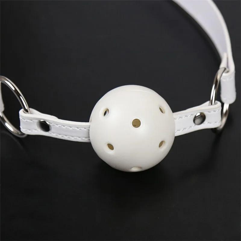 45mm White PU Leather Breathable Ball Gag Mouth Restraint Erotic Sexy Cosplay Flirting Sex Toys For Couples Adult Games