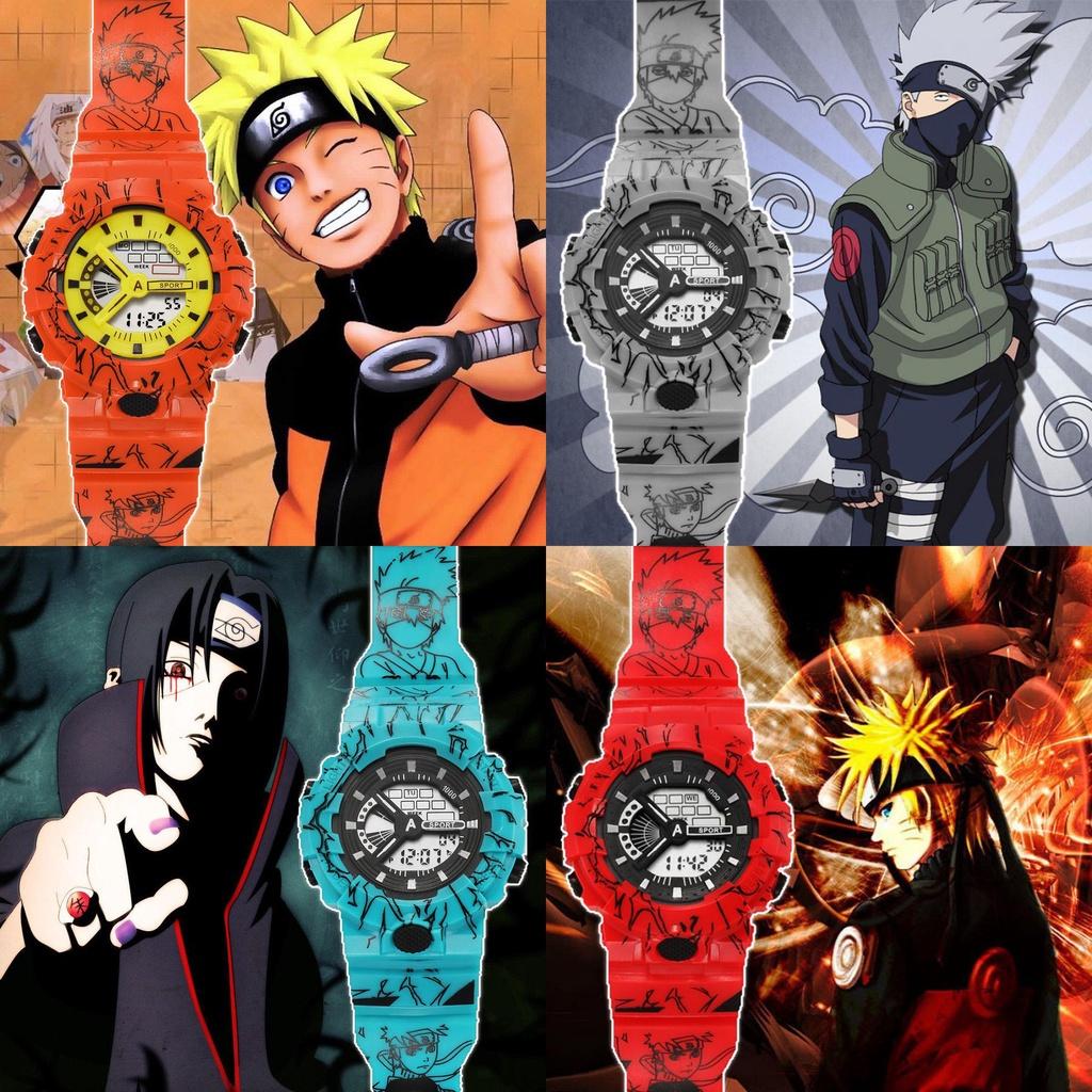 Trendy Cartoon Naruto Fan Style Watch For Teens Waterproof Electronic Movement 37mm Square Dial