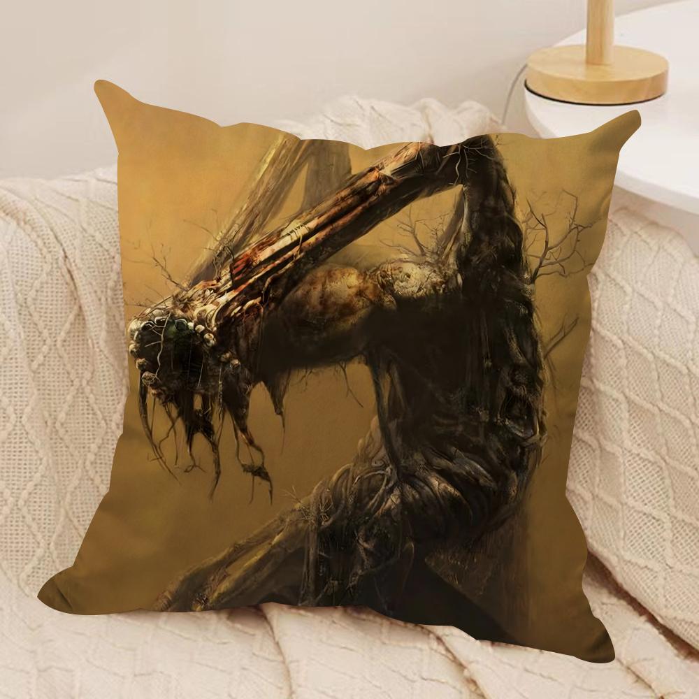 Art Z-Zdzislaw Beksinski Cushion Cover Silky Short Plush Double-Sided Printed Pillow Case for Sofa All Seasons Home Decor Gift