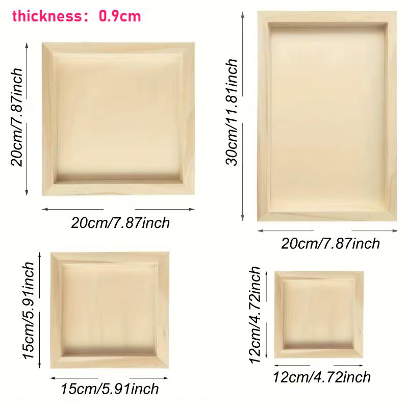 12pcs Wooden Canvas Boards Set Square Unfinished Wood Panels Art Boards for DIY Painting Crafts Staining Art Projects with Oil