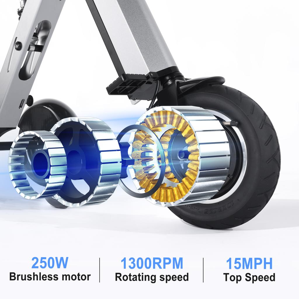 TopMate ES35P 3 Wheel Foldable Electric Scooter with Backrest Seat Removable 36V Battery Reverse for Adult Commute