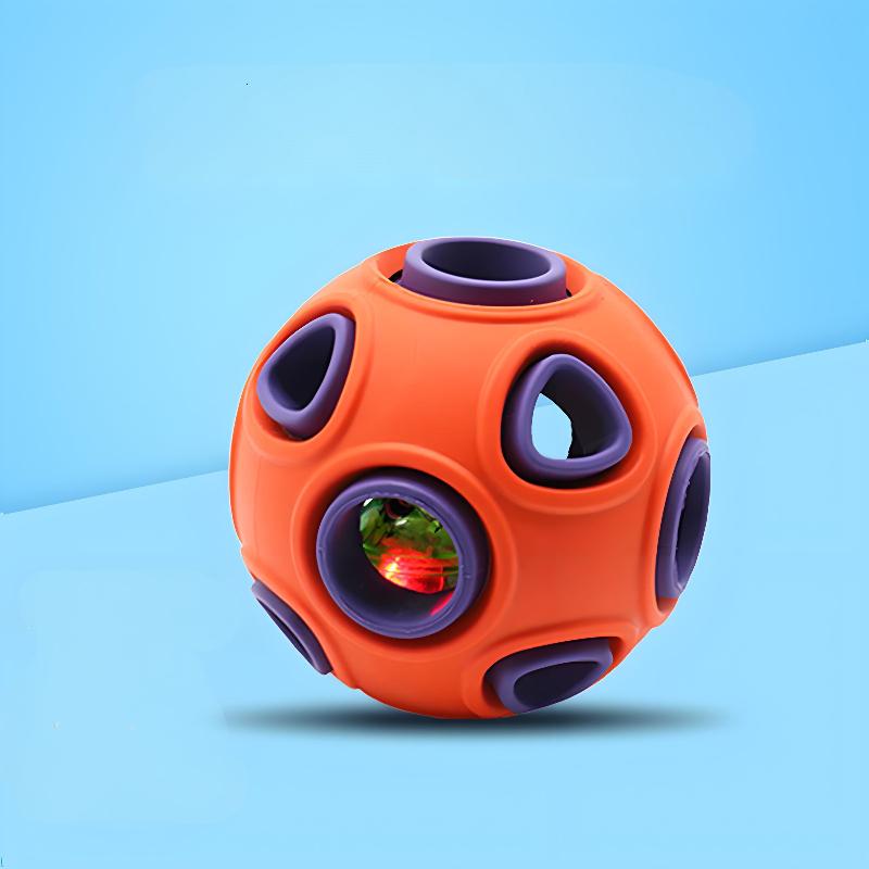 

Двухслойный мяч для собаки, натуральный каучук, самоочищающиеся зубы, коренные зубы, игрушка-мяч с отверстиями S оранжевый