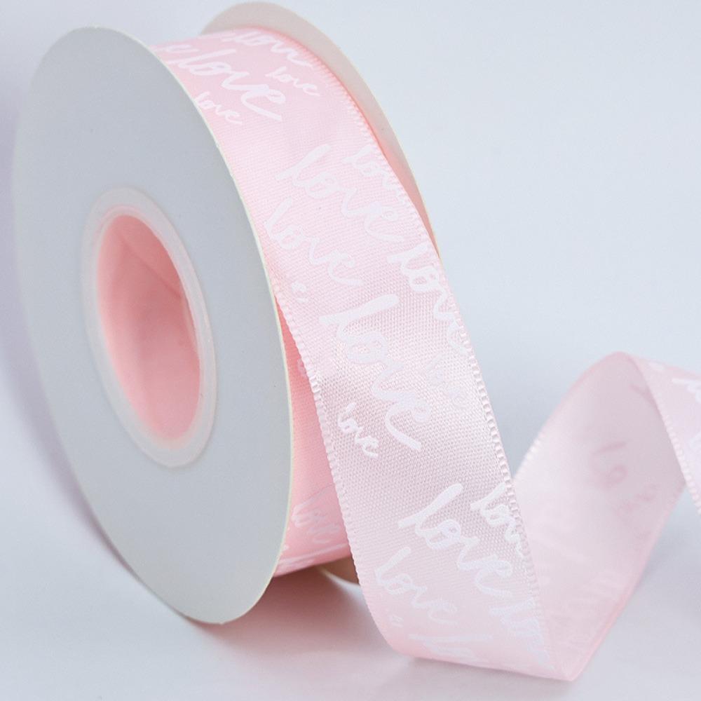 Romantic 2.5cm Valentine's Day Ribbon Heart Pattern Decorative LOVE Ribbon Satin Ribbon Romantic Occasions