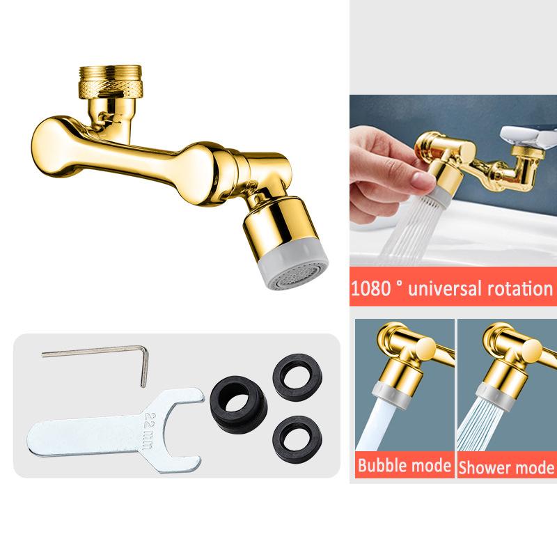 Brass Material Universal 1080 °Swivel Robotic Arm Swivel Extension Faucet Aerator Kitchen Sink Faucet Extender 2Water Flow Mode