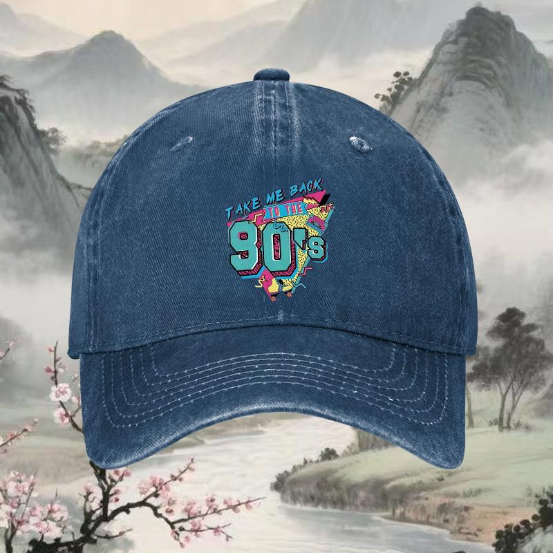 Take Me Back to the 90s Graphic Baseball Cap Unisex Cotton Adjustable Casual Print Hat