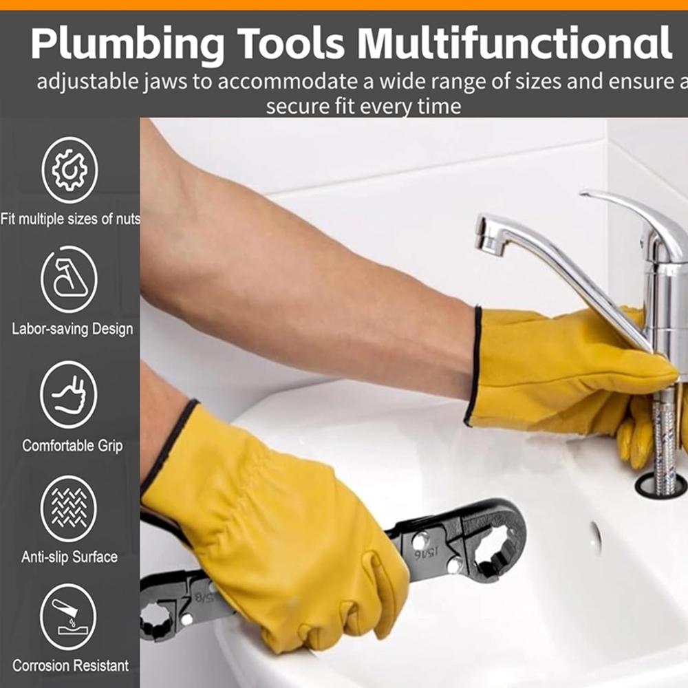2 PCS Water Pipe Faucet Wrench Angle Stop Wrench Kit Double-Ended Pipe Wrench Household Sink Tap Spanner Removing Rings Tool