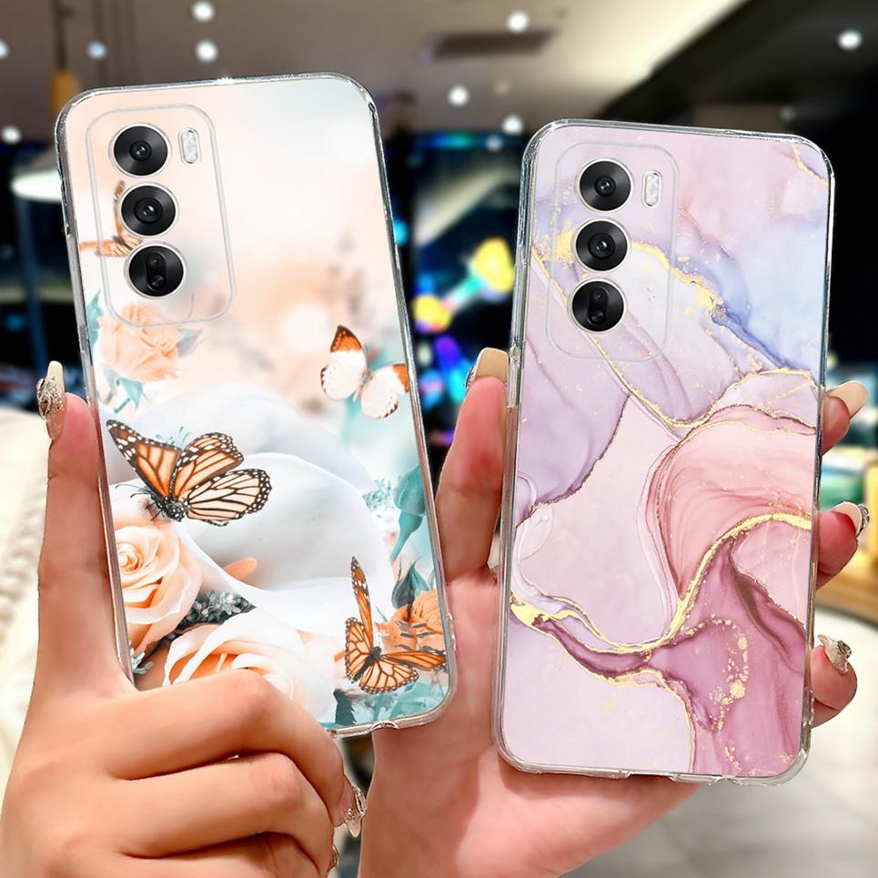 For Cover Oppo Reno12 Pro CPH2629 / Reno 12 5G CPH2625 Phone Case Colorful Flower Butterfly Lxuru Women Fashion Soft Siliocne