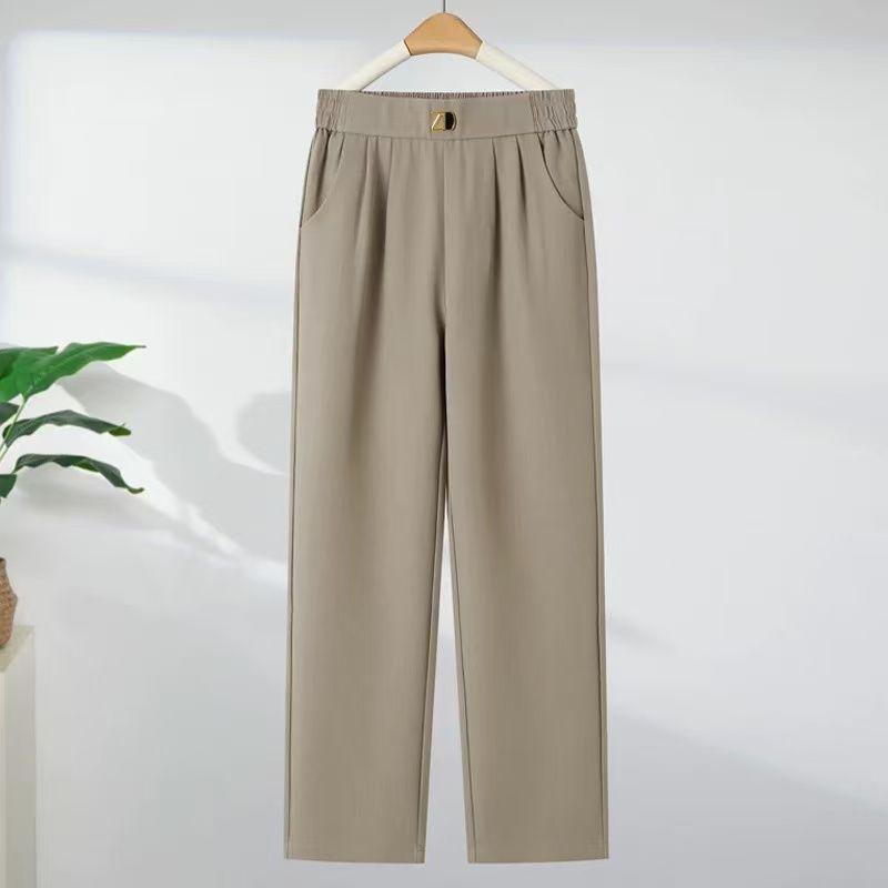 

New High-Waisted Elastic Casual Pants for Middle-aged and Elderly Women - Spring/Autumn, Loose Straight-Leg Design M (80-95 jin)