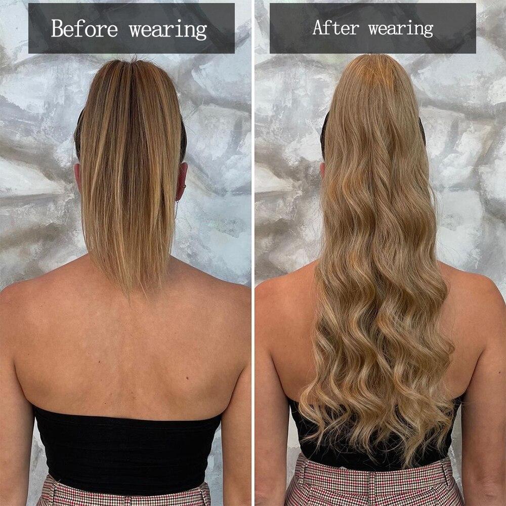 MISSQUEEN 22 34 tommer bølget hestehale hårforlengelse Syntetisk hestehale forlengelse hår for kvinner hestehale hår hårpynt