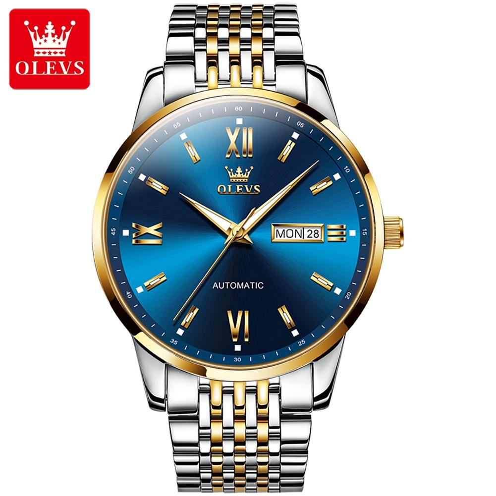 OLEVS 6777 Luxury Brand Custom Oem logo Fashion Classic Business Waterproof Stainless Steel Automatic Mechanical Watch for Man