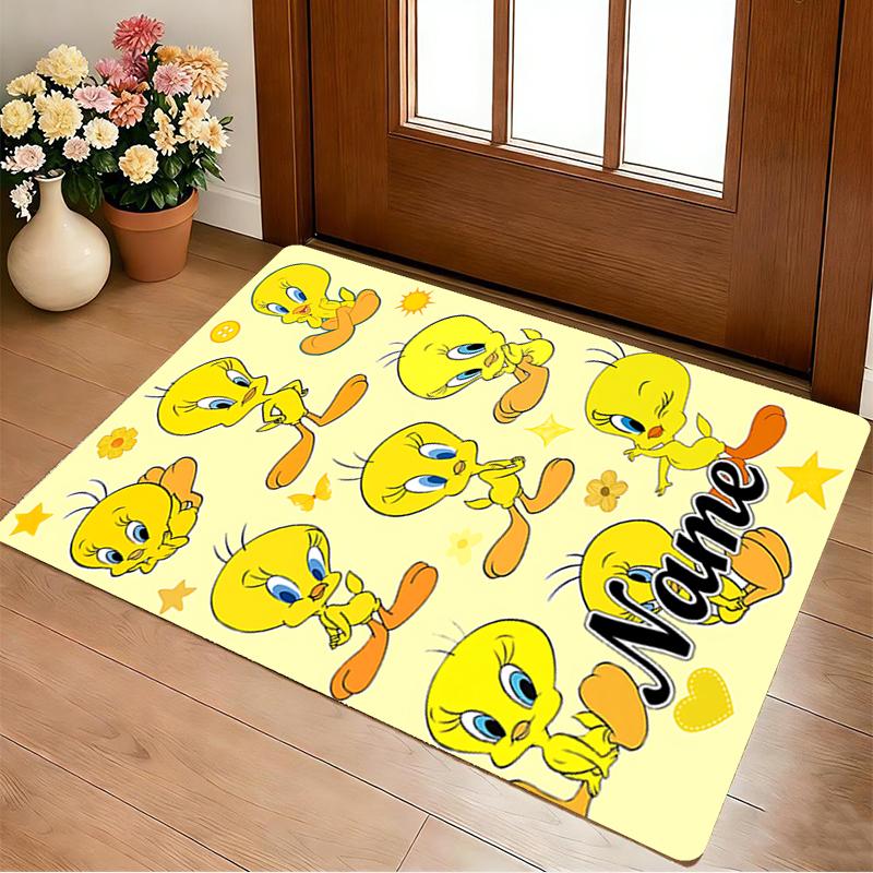 Custom Name Tweety Bird Living Room Non-Slip Area Rug Soft Carpet for Bedroom Kids Playroom Sofa Office Home Decor Doormat