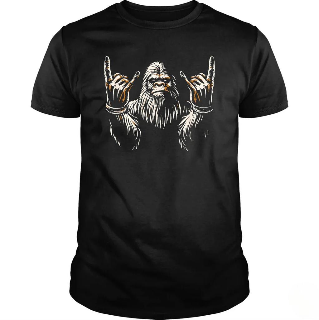 Bigfoot Rock on Summer Trendy Casual TShirt Mens and Womens Luxury Brand Top