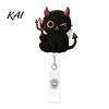Student Id Card Protector Halloween Black Cat Pumpkin Badge Reel, Retractable with 360 Degree Rotating Clip, Decorative Holder for Doctors Acrylic