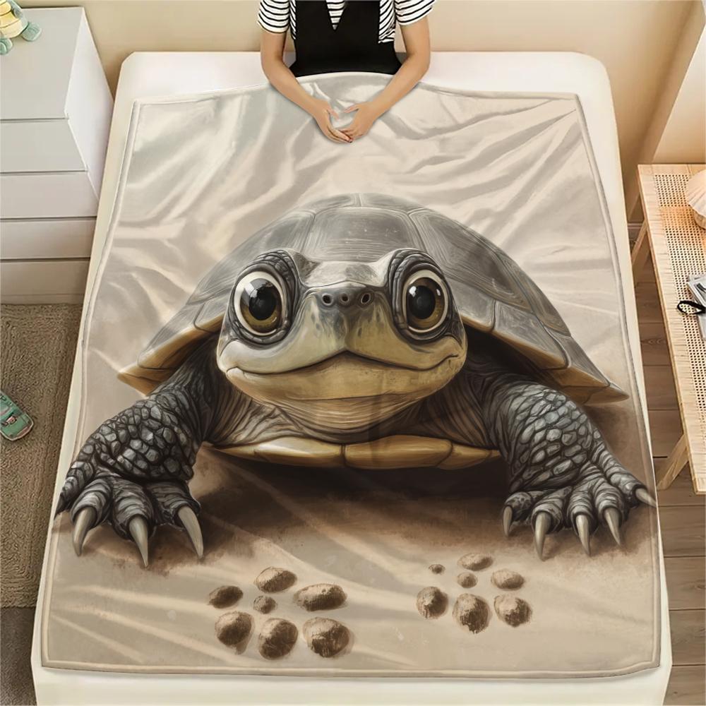 Schildkröte Nahaufnahme Muster Flanelldecke, Hohe Qualität Bequem für Alle Jahreszeiten, Heimdekoration, Wärme und Komfort, Perfekt für Geschenke.