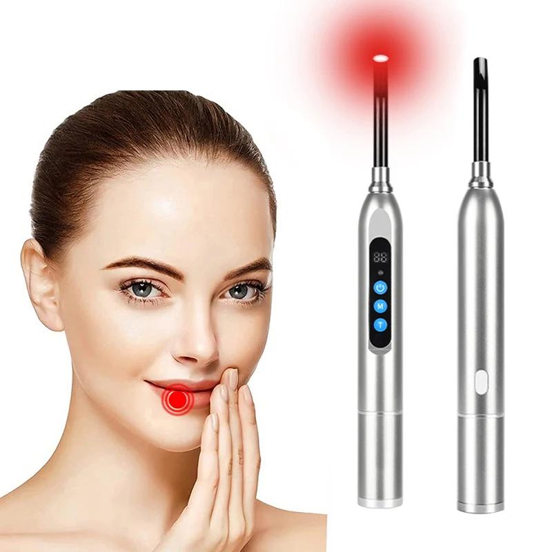 Tuhopeta Red Light Therapy Device for Mouth Sores 660nm 850nm Near-Infrared LED Skin Care Wand for Cold Sore Treatment