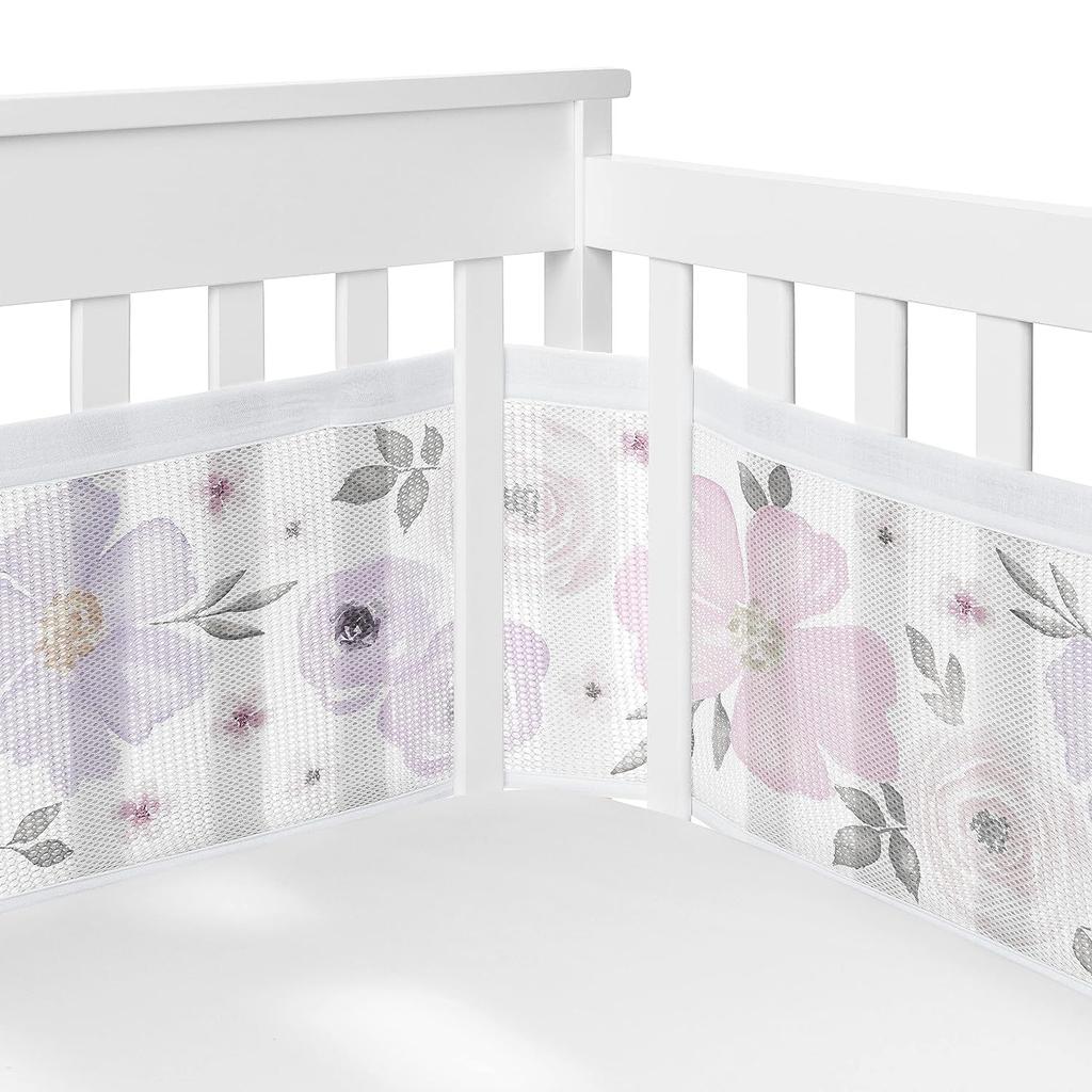 Breathable Mesh Crib Liner for Standard-Size Cribs (1 Panel 340x30 cm + 1 Panel 160x30 cm)