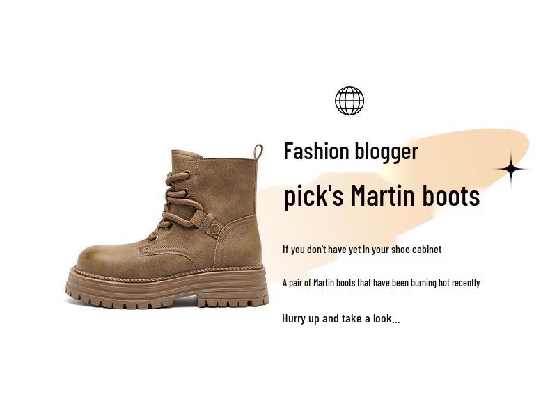 Augusden Damen Retro Martin Stiefel 2025 - Herbst Stiefeletten mit dicken Sohlen, Britischer Stil.