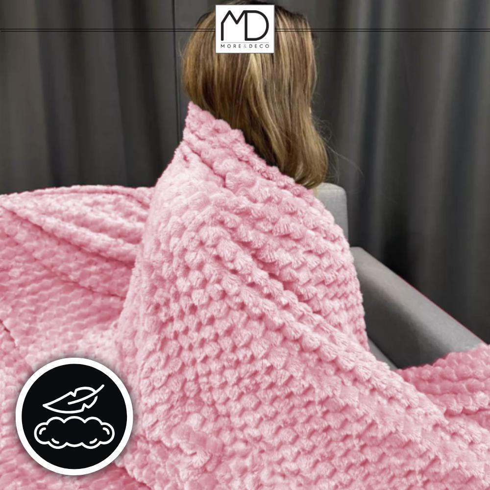 Blanket bedspread squares pink embossed 160x200 cm name day gift
