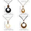 Resin Round Hollow Pendant Necklaces for Women Vintage Long Rope Sweater Chain Necklaces Niche Party Jewelry Accessories